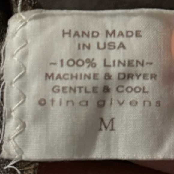 TINA GIVENS | Julia Brown 100% Linen Dress with Appliqués - Picture 2 of 7